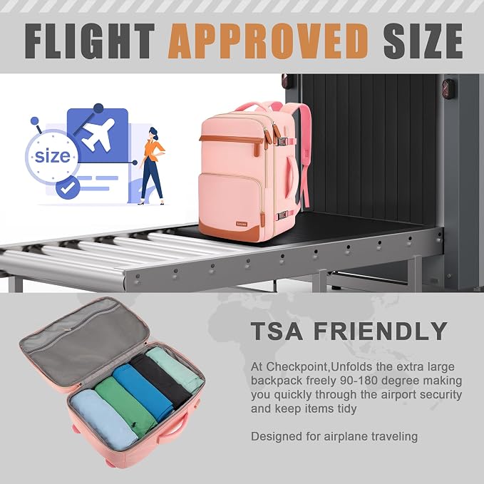 40L Travel Backpack with USB Charging Port, Water-Resistant Carry On Backpack - Image 5