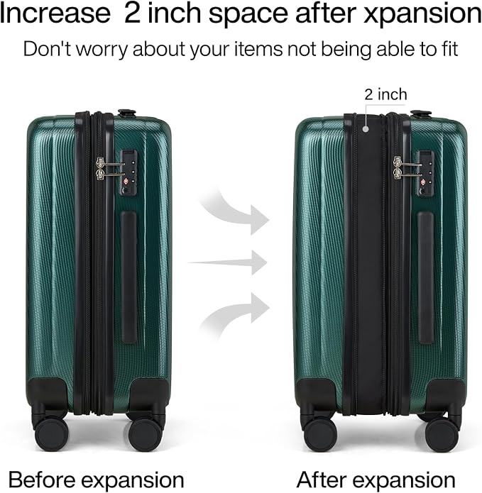 Hanke Expandable Hardshell Luggage Sets 3 piece Carry on Luggage - Image 3