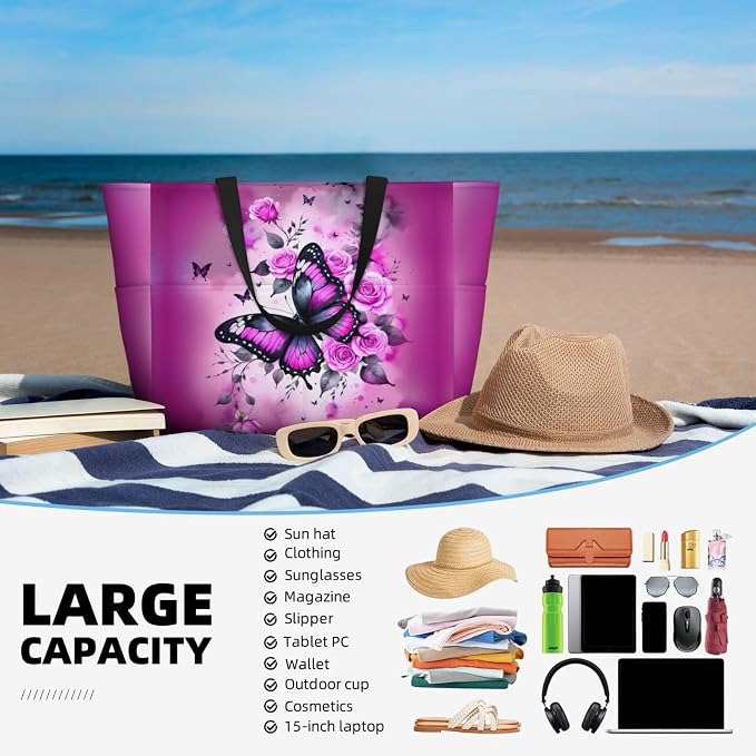 Beach Bag for Women Beach Tote Bag Waterproof Sandproof Large Bags - Image 5