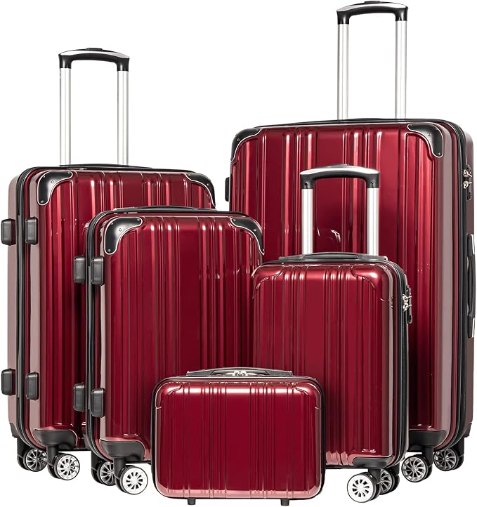 Coolife Luggage Expandable 5 Piece Sets PC+ABS Spinner Suitcase 20 inch 24 inch by COOLIFE