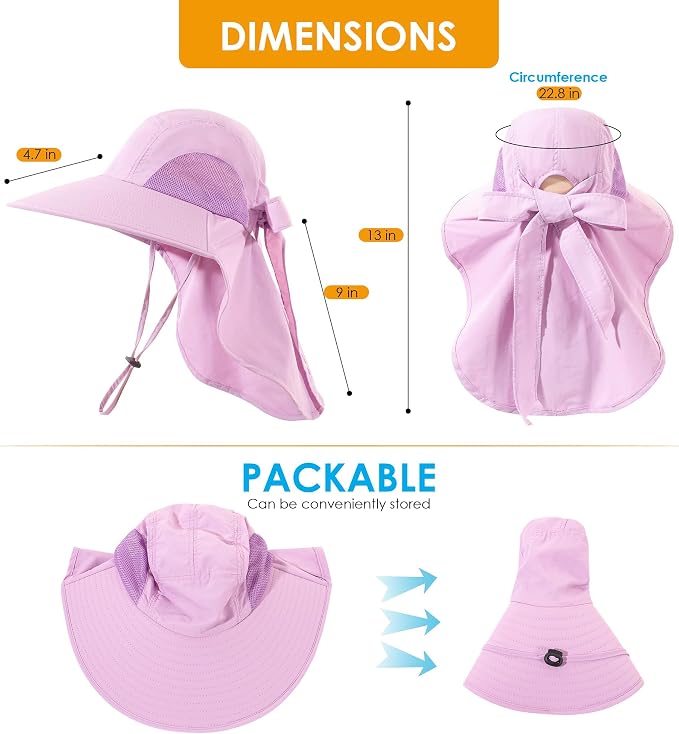 Womens Sun Hat UV Protection, Foldable Waterproof Wide Brim Bucket Hats - Image 7