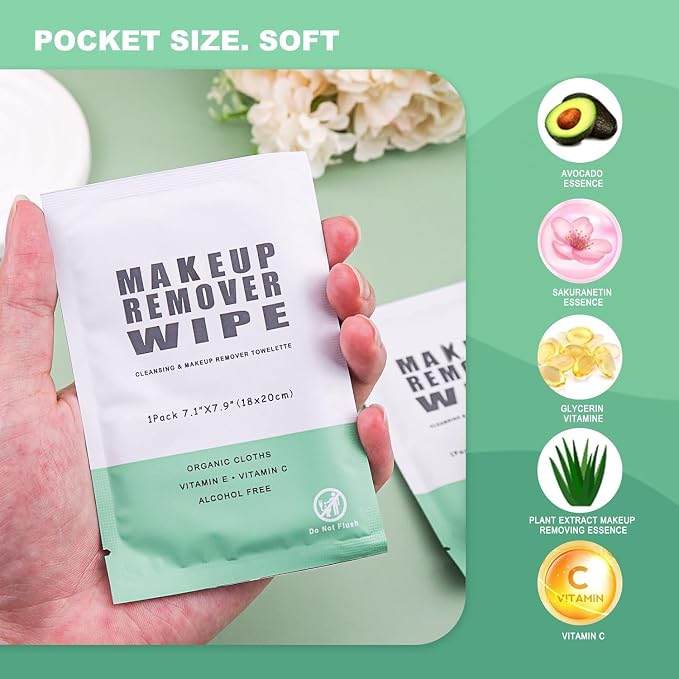 50 Individually Wrapped Makeup Remover Wipes - Image 3