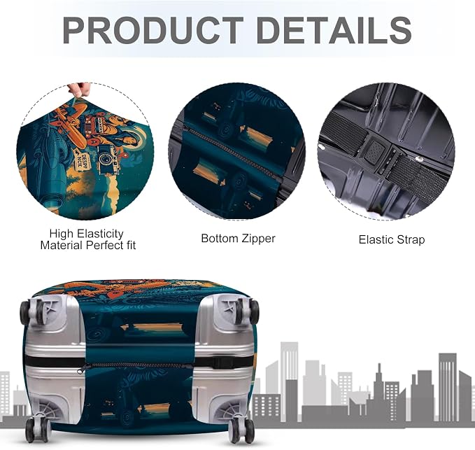 ANNA QUEEN Funny Adventure Travel Luggage Cover, Explore-Themed Suitcase - Image 4