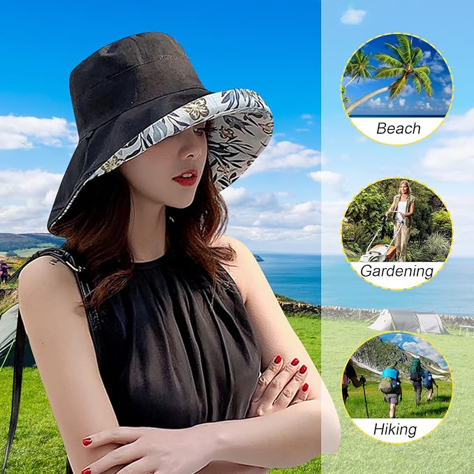 Women Wide Brim Sun Hats Metal Wired Edge Summer UV Protection Beach Fishing Hat - Image 6