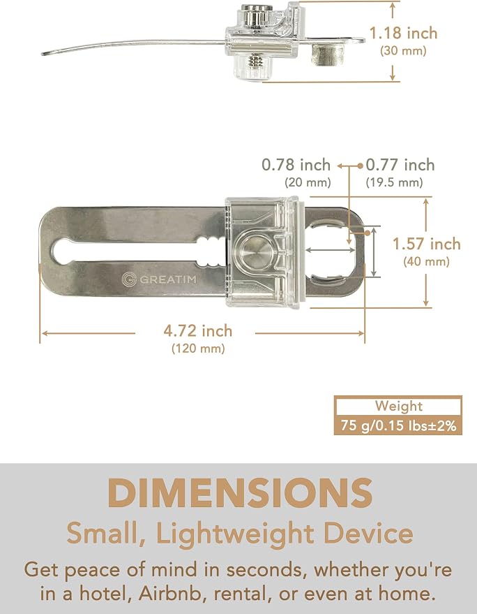 Greatim Portable Door Lock for Travel Hotel Safety, Stainless Steel Security - Image 4