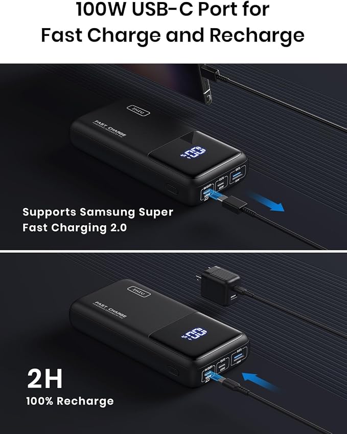 INIU Power Bank, 25000mAh 100W USB C Laptop Portable Charger, PD QC Fast - Image 8