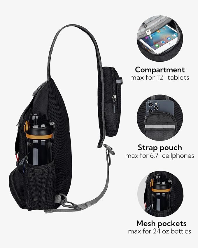 WATERFLY Packable Small Crossbody Sling Backpack Shoulder Chest Bag Daypack - Image 4