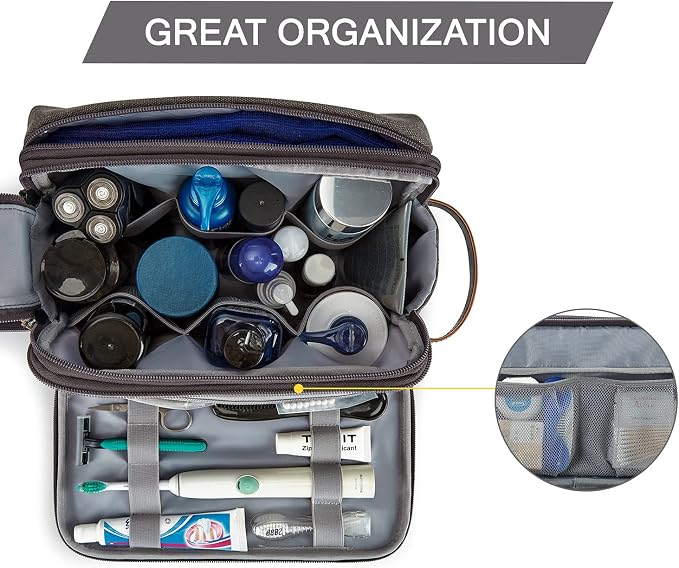 BAGSMART Toiletry Bag for Men, Canvas Travel Toiletry Organizer Dopp Kit - Image 2