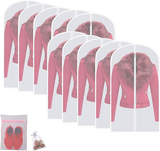 Garment Bags for Hanging Clothes Suit Bags for Closet Storage, Plastic by HomeClean