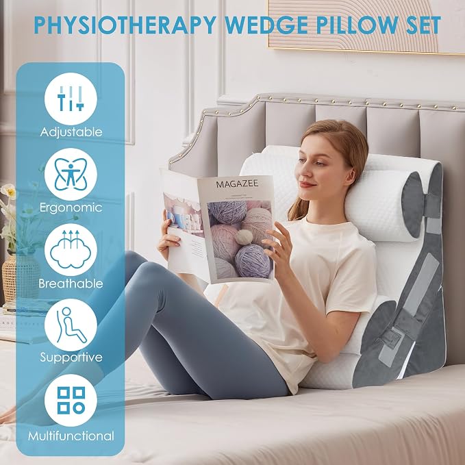 4PCS Bed Wedge Pillow for Headboard, Adjustable Wedge Pillow for Sleep Apnea - Image 6
