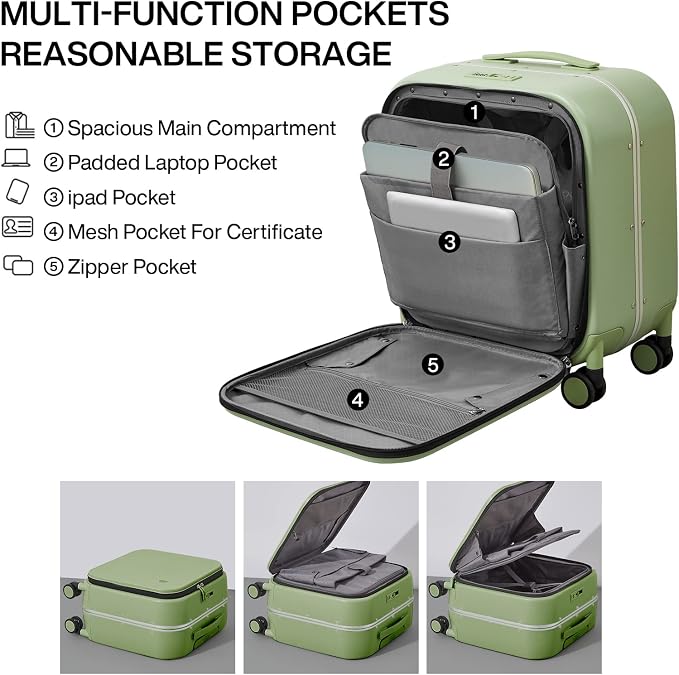 mixi Carry On Luggage, Rolling Travel Suitcase - Image 3