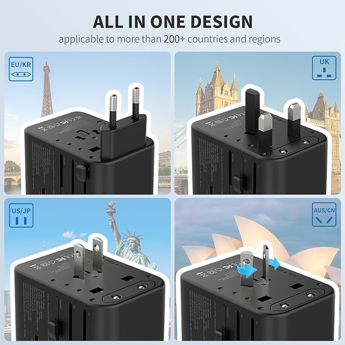EPICKA Universal Travel Adapter, GaN International Plug Adapter - Image 2