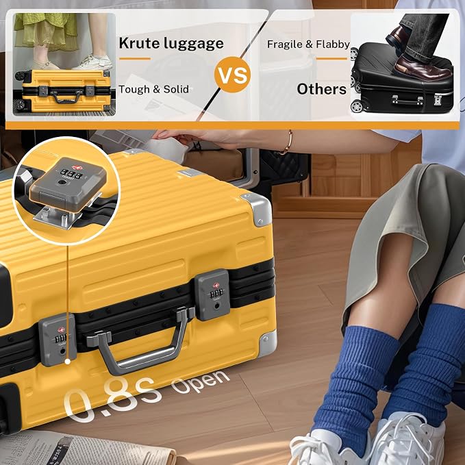 Krute Luggage 24 Inch Aluminum Frame Zipperless Suitcase - Image 6