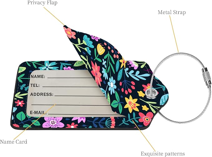 2 Pcs Luggage Tags for Suitcase, Cute Unique PU Leather Travel Bag Tag - Image 2