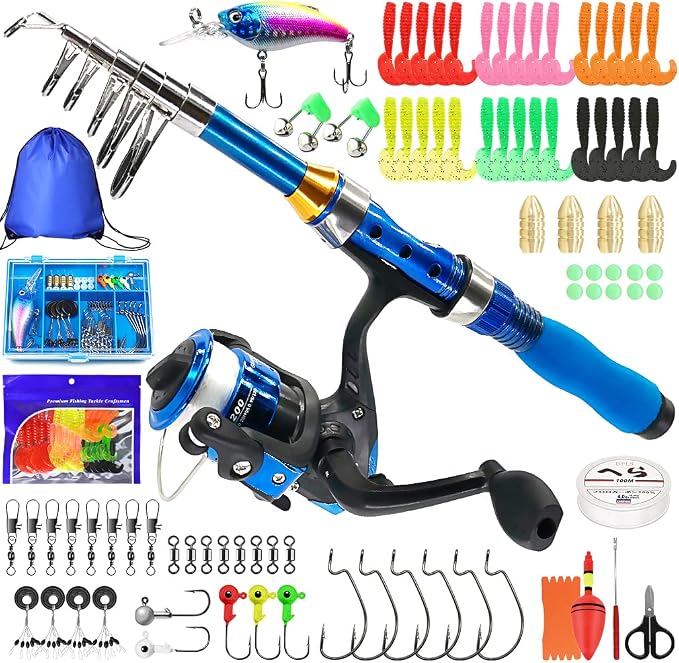 Kilitn Kids Fishing Rod, 1.5M 61Inch 4.92Ft Portable Telescopic Fishing Pole by Kilitn