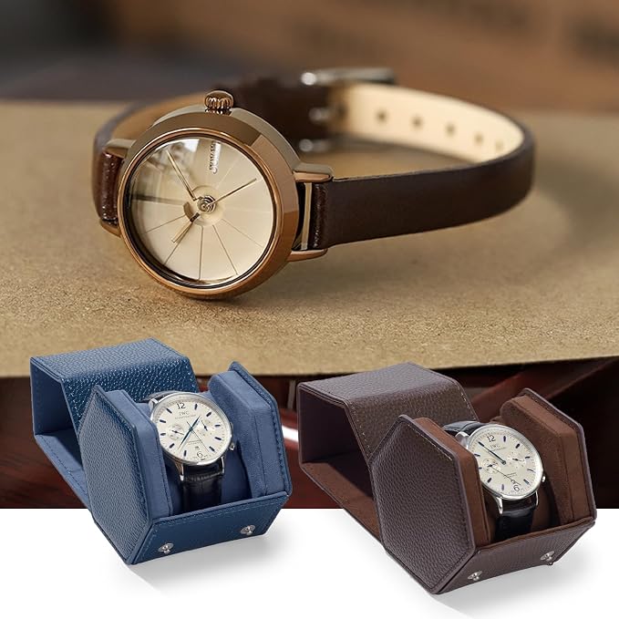 Oirlv Luxury Hexagonal Leather Watch Travel Case Single Watch Box - Image 9
