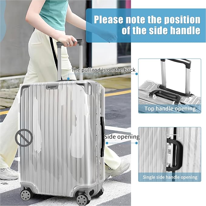 Yotako Upgraded Zippered Clear PVC Suitcase Cover, 30 Inch Luggage Covers - Image 4
