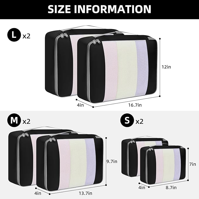 BAGAIL 6 Set/8 Set/10 Set Packing Cubes Various Sizes Packing Organizer - Image 3