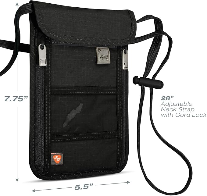 Lewis N. Clark RFID Blocking Stash Neck Wallet, Travel Pouch + Passport Holder - Image 3