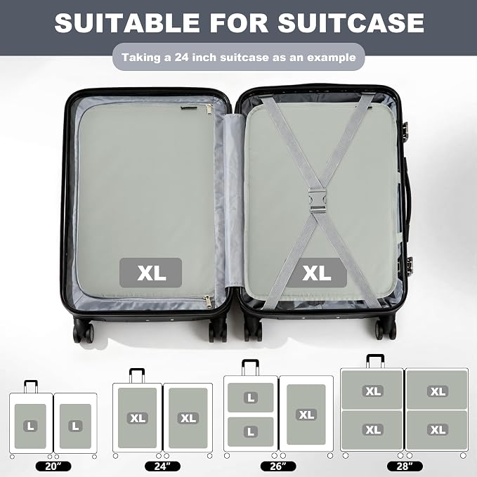 Compression Packing Cubes for Travel Essentials, 2 Pack Expandable Travel Cubes - Image 4