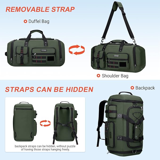 WITZMAN Travel Duffel Bags for Men Large Carry On Weekender Overnight Bag 3 in - Image 6