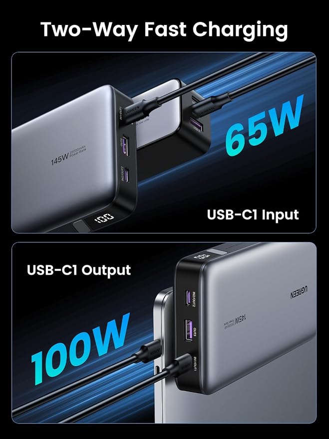 UGREEN Power Bank 25, 000mAh 145W Laptop Portable Charger, Nexode 3-Port USB C - Image 5