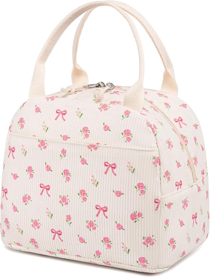 Bluboon Lunch Bag for Women Men Cute Corduroy Lunch Tote Bags Reusable by BLUBOON