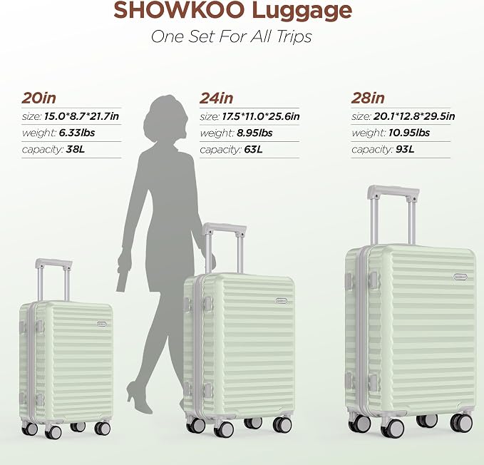 SHOWKOO Luggage Sets 3 Piece Hardside Expandable Suitcase - Image 9