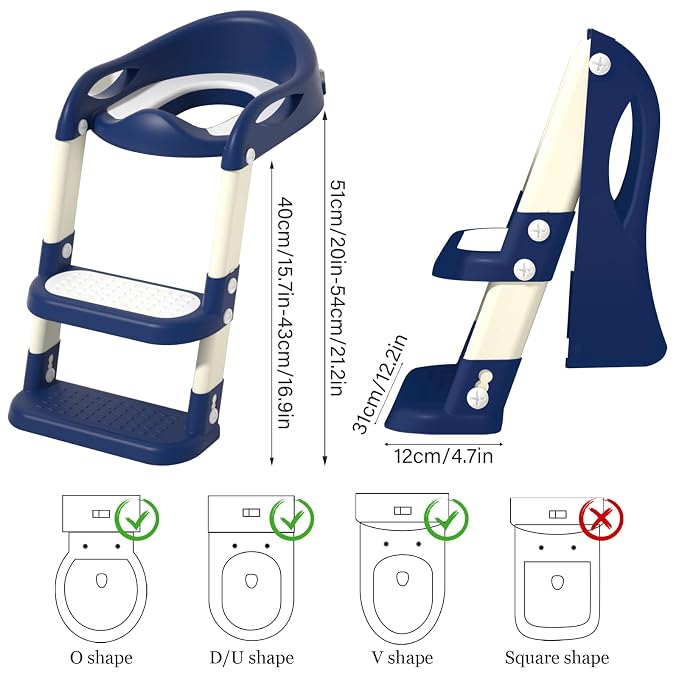 Potty Training Seat with Step Stool Ladder, Adjustable Foldable Potty Seat - Image 3