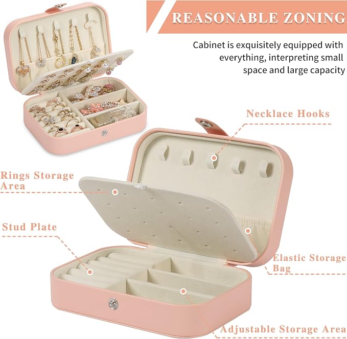 Travel Jewelry Box, PU leather Small Jewelry Organizer - Image 3