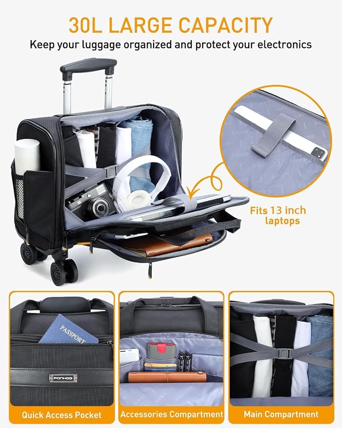Rolling Laptop Bag, Rolling Briefcase - Image 2
