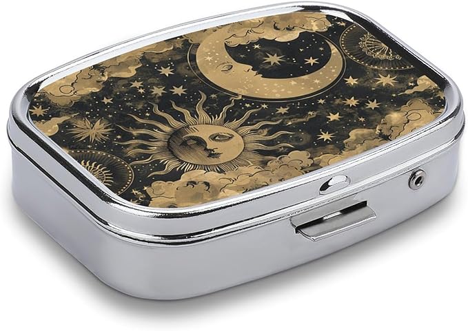Metal 2 Compartment Pill Organizer Travel Friendly Portable Compact Pill Box - Image 2