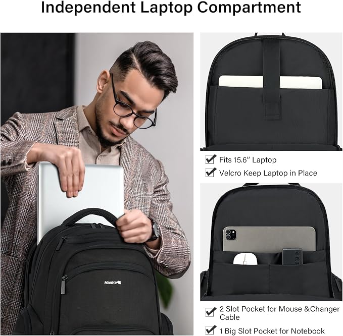 Hanke College Laptop Backpack Multi-Pocket, 18-Inch Large Travel Backpack - Image 3