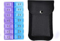 VOFOON Travel Pill Organizer 2 Times a Day, PU Leather Portable Pill Case by VOFOON