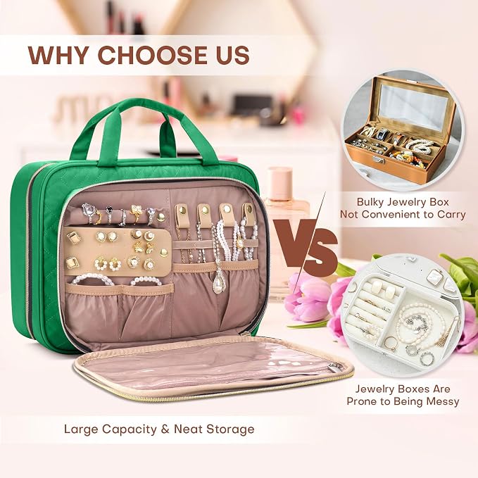 Toiletry Bag for Women with Jewelry Organizer Compartment, Travel Makeup - Image 6