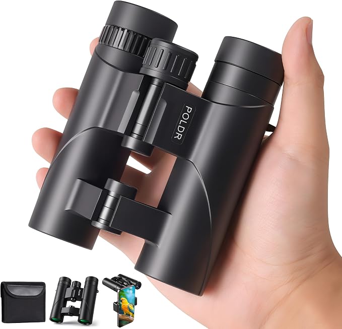 POLDR 12x25 Compact Binoculars for Adults and Kids, High Powered Waterproof by POLDR