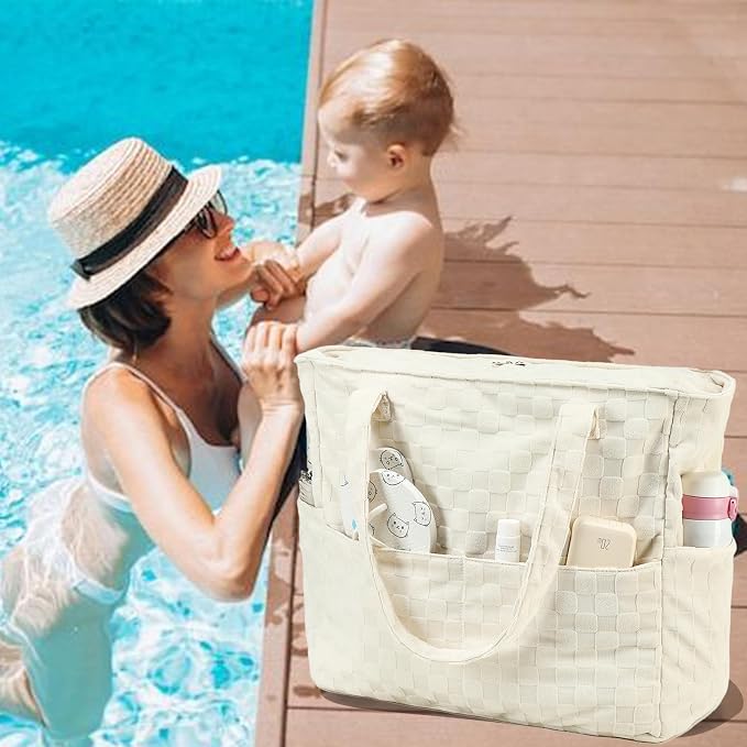 LEDAOU Large Beach Tote Bag Women Waterproof Sandproof Zipper Beach Tote Bag - Image 9