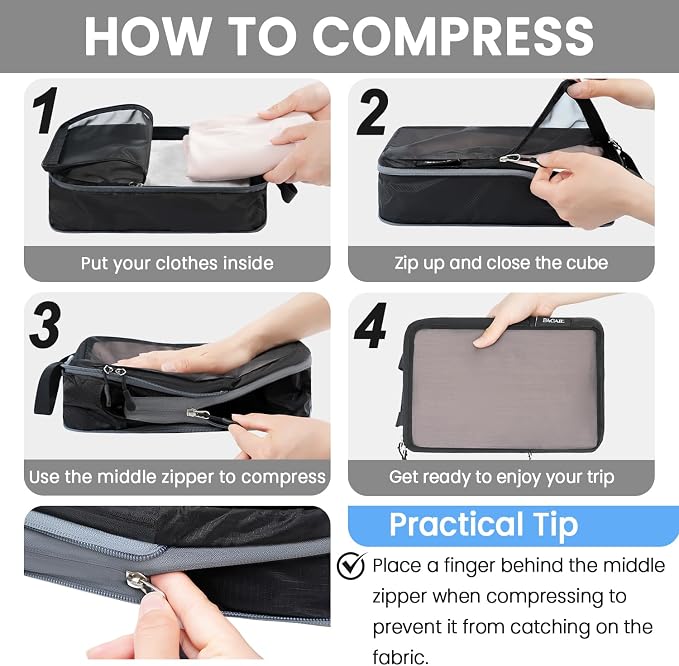 BAGAIL 6 Set Ultralight Compression Packing Cubes Packing Organizer - Image 4