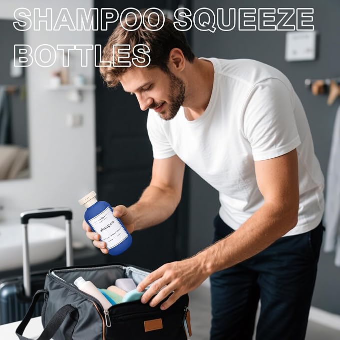 ASEVAT 6.7oz Airtight Plastic Travel Shampoo Bottles, Empty Squeeze Bottle - Image 7
