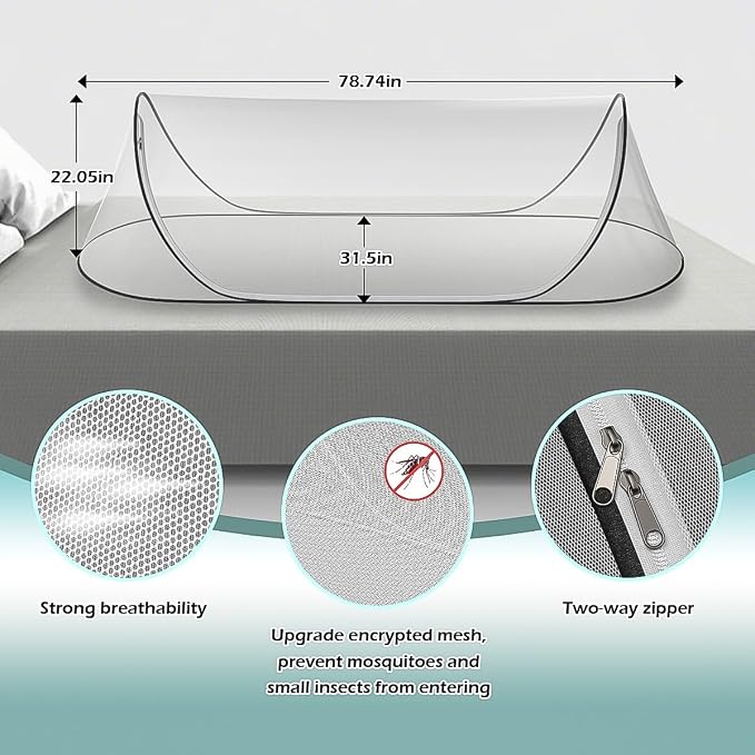 78 * 31 * 22Large Pop-Up Mosquito Net, Lightweight, Breathable, and Soft - Image 2