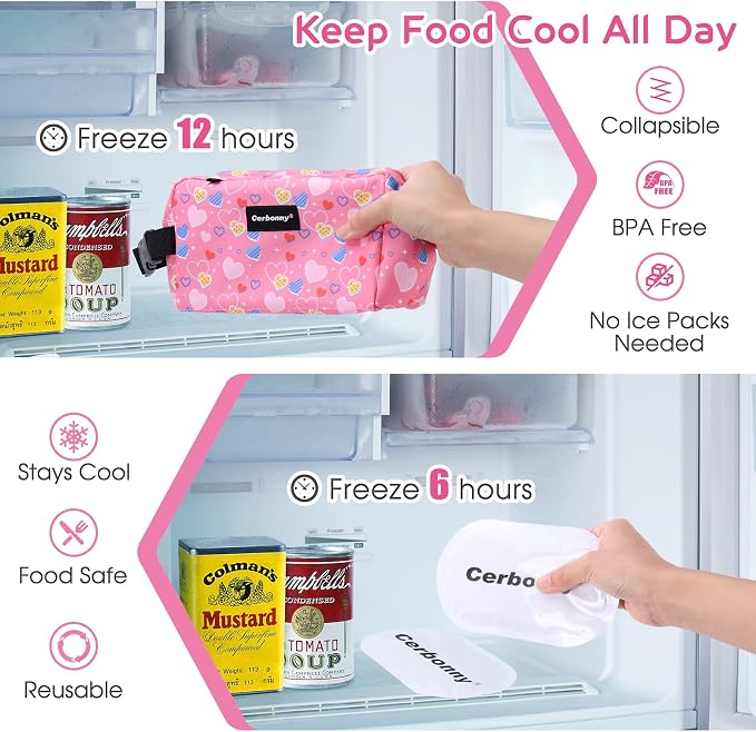 Cerbonny Freezable Lunch Bag, PVC Material, Keeps Food Cool - Image 3