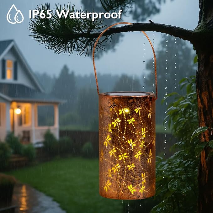 Homemory Dragonflies Solar Lanterns Lights Outdoor Waterproof, Hollowed-Out - Image 5