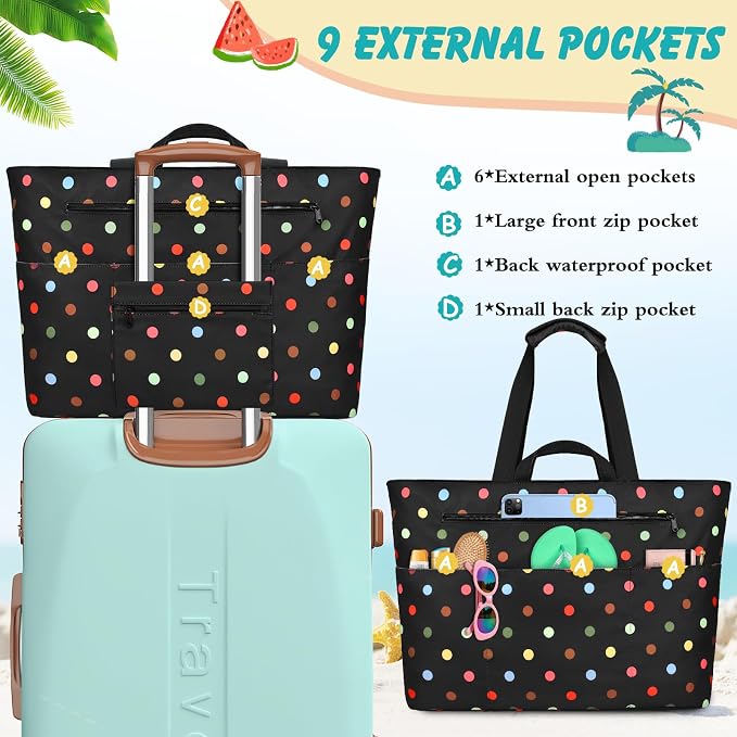 Extra Large Beach Bags for Women, Waterproof Sandproof Beach Tote Bag Zipper - Image 6