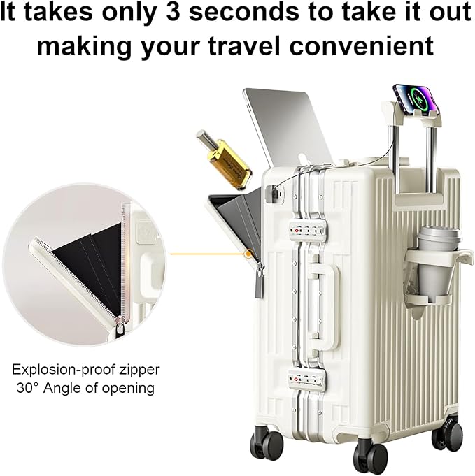 Zipperless Luggage, Polycarbonate Aluminum Hardshell, Expandable Carry-On - Image 6