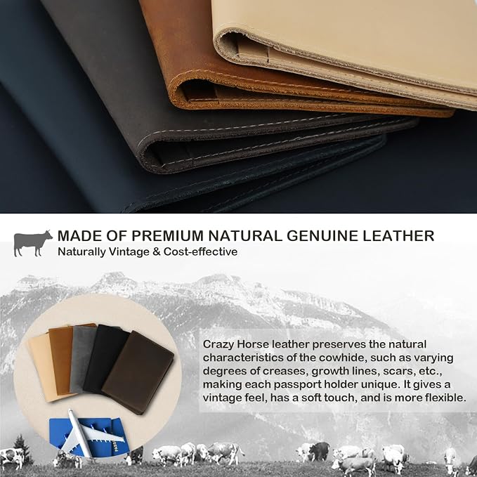 Real Leather Passport Holder for Men and Women, Handmade Wallet Cover Case - Image 2