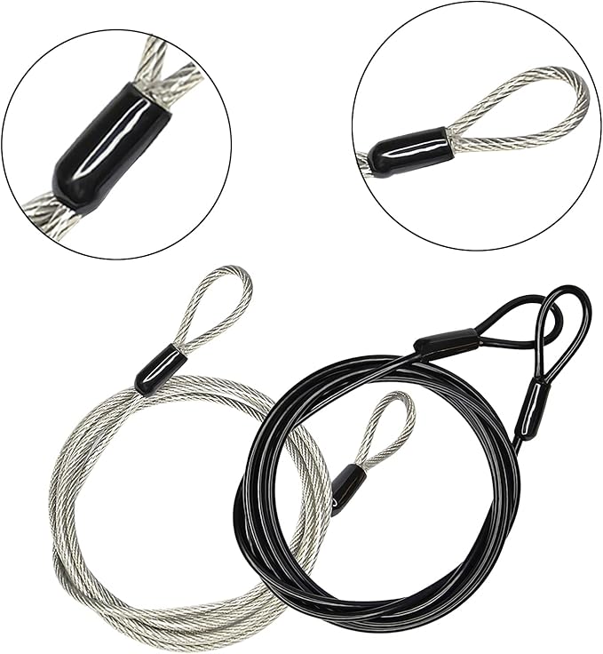 100CM/3.3ft 3mm Outdoor Travel Security Cable Lock, Braided Steel Coated Safety - Image 2