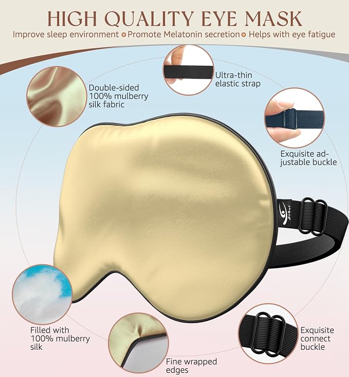 HiRui Silk Sleep Mask, 100% Natural Mulberry Silk of Double-Sided & - Image 4