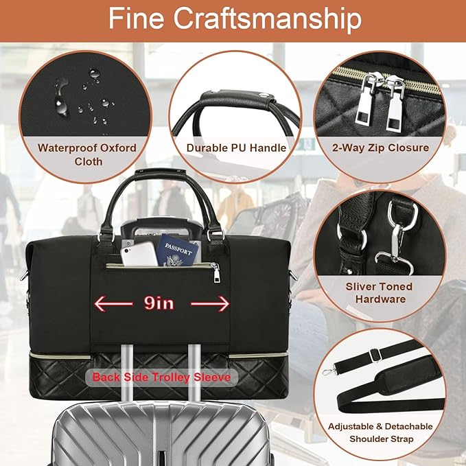 Weekender Bag for Women, Travel Duffel Bag Carry On Overnight Bag - Image 5