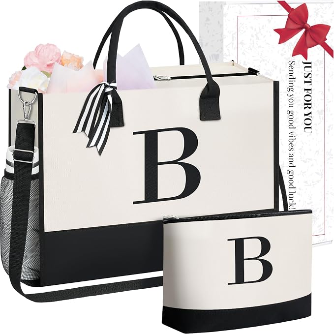 BAGAIL Initial Tote Bag, Personalized Birthday Gifts by BAGAIL
