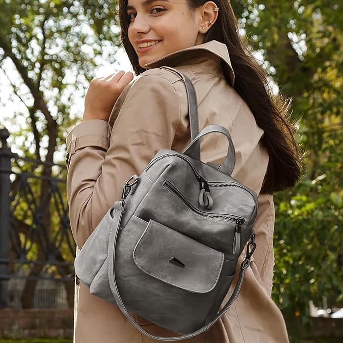 PU Leather Backpack Purse for Women Fashion Multipurpose Design Handbag Ladies - Image 5